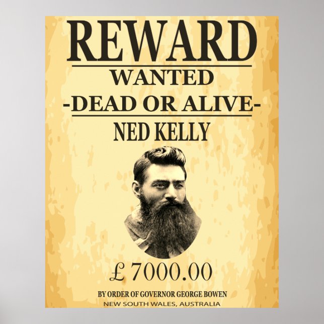 Póster Ned Kelly Bushranger 🏴 ☠️ famoso delincuente aust (Frente)