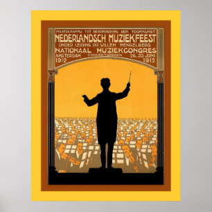 Póster Nederlandsch Muziekfeest ~ Vintage Dutch
