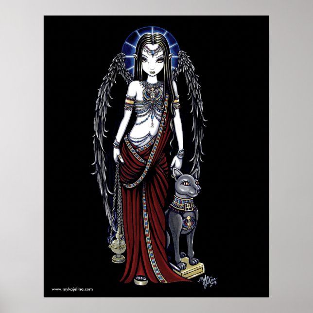 Póster Nefertari Egyptian Bastet Goddess Angel Poster (Frente)