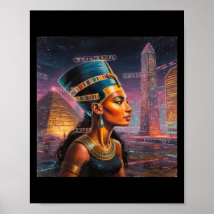 Póster Nefertiti reina africana americana negra gráfica 