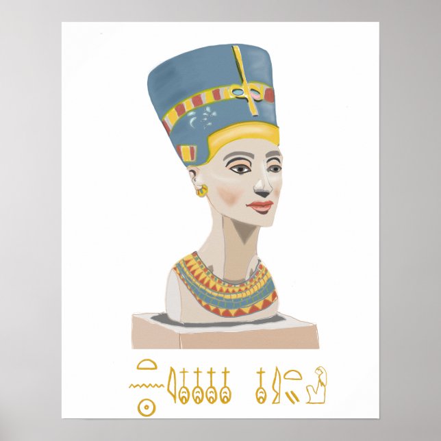 Póster Nefertiti y Cartouche 1 (Frente)