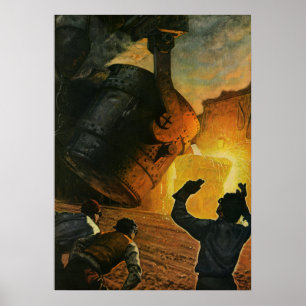 Póster Negocio Antiguo, Industria de Fabricación de Acero