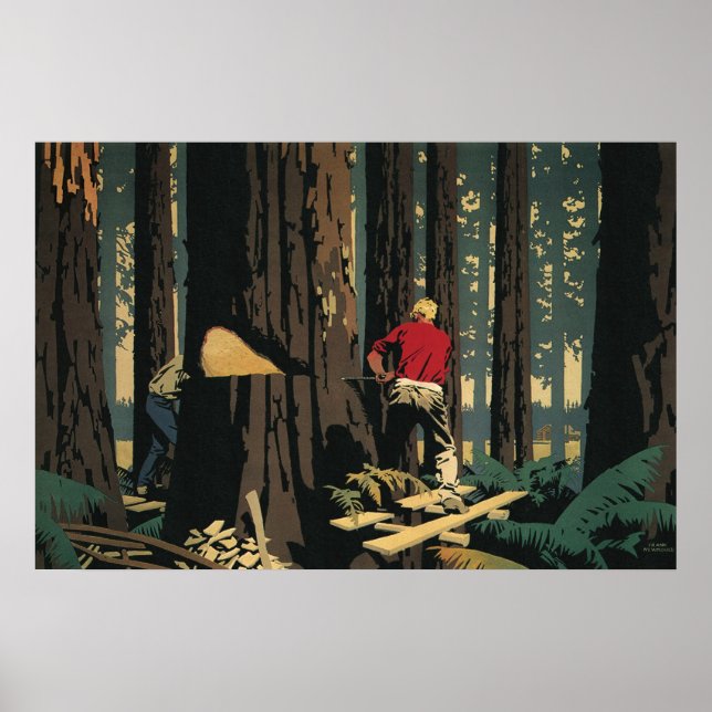 Póster Negocio Antiguo, Industria Maderera Bosque de Secu (Frente)