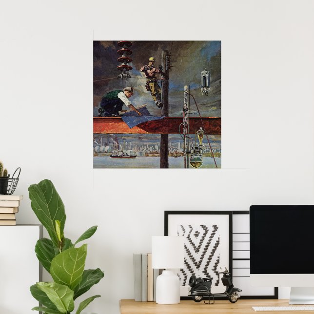 Póster Negocio, arquitectos y construcción de época (Oficina en casa)