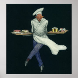Póster Negocio culinario vintage, panadería con postres p