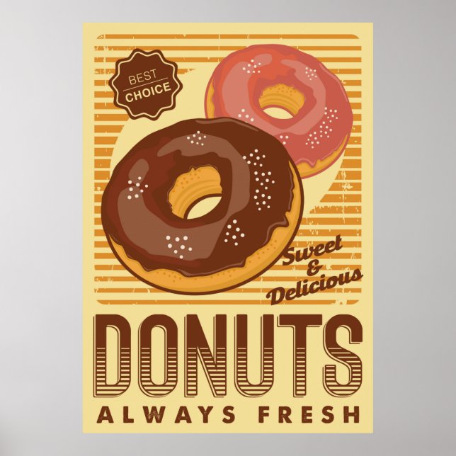 Póster negocio de donuts retro vintage (Frente)