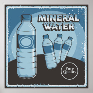 Póster negocio retro vintage de agua mineral