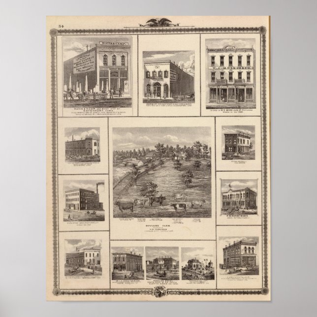 Póster Negocios en la ciudad de Charles, Davenport (Frente)