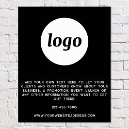 Póster Negra de promoción de texto con logotipo