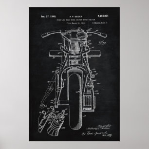 Póster Negra Patente de motocicletas