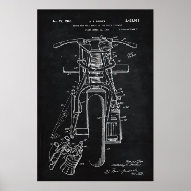 Póster Negra | Patente de motocicletas (Frente)