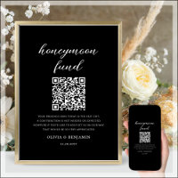 Negra | Rótulo Boda de código QR del Fondo de luna