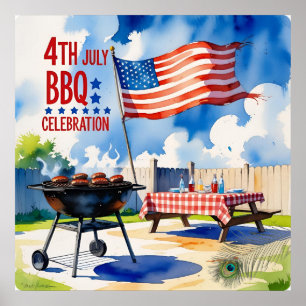Póster Negrita 4 de la celebración de la barbacoa de juli