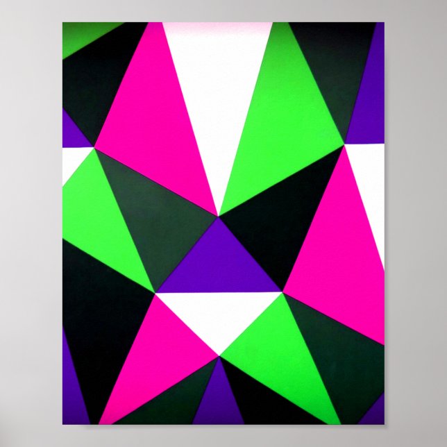 Póster Negrita Bloque de color Neon Green Pink Purple (Frente)
