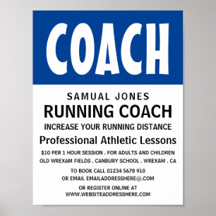 Póster Negrita moderna, anuncio de lección de atletismo