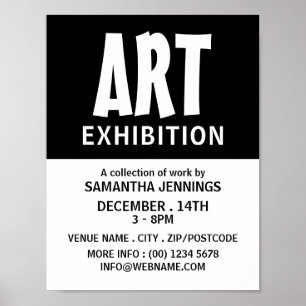 Póster Negrita moderna, publicidad de exposición artístic