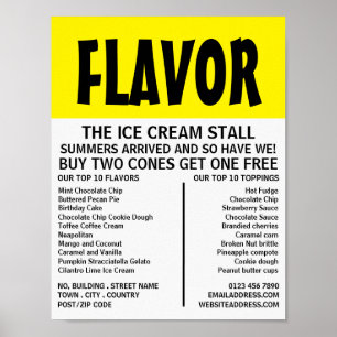 Póster Negrita moderna, publicidad en helados de salón
