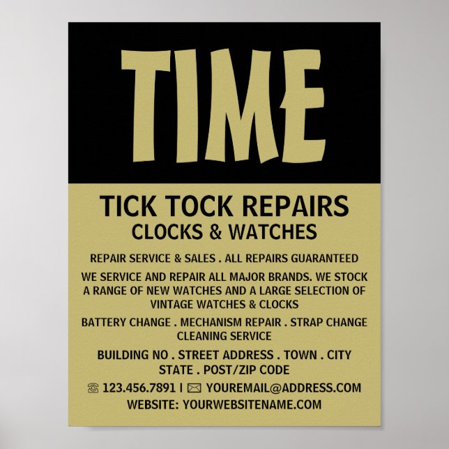 Póster Negrita moderna, publicidad horóloga (Frente)