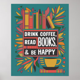 Póster Negrita Resumen "Beber café, leer libros"