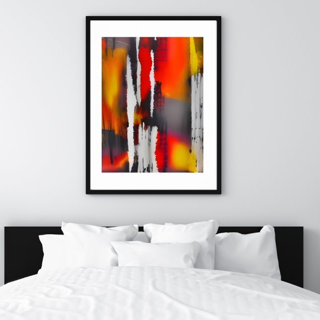 Póster Negrita Rojo y Amarillo Moderno Resumen sin marco (This bold, colorful print is the perfect addition to modern or contemporary rooms.)