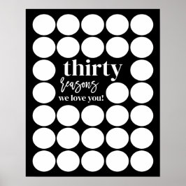 Póster Negro 30 Razones Por Las Que Te Amamos Cumpleaños