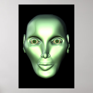 Póster Negro 3D Cabeza Alienígena Ser Poster extraterrito