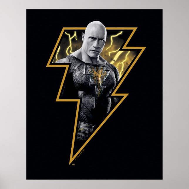 Póster Negro Adam Gray y Gold Lightning Graphic (Frente)