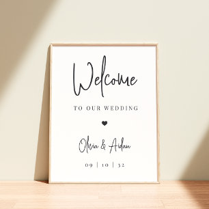 Póster Negro   Bienvenida a Boda de escritura manuscrita 