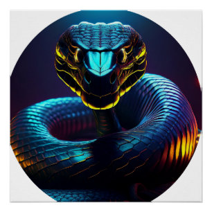 Póster negro Cobra Snake In Your Face