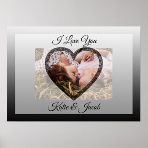 Póster negro con foto personalizada "Te Amo"