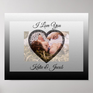 Póster negro con foto personalizada "Te Amo"