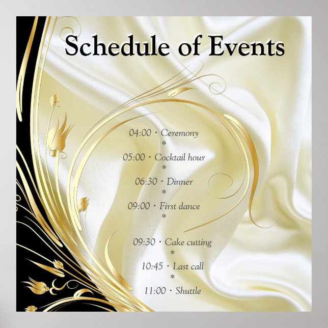 Póster Negro con oro sobre textura de seda (Frente)