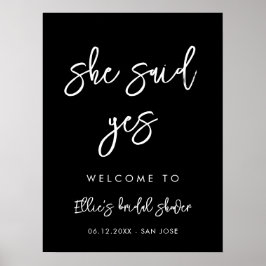 Póster Negro contemporáneo Dijo que sí Ducha de novia
