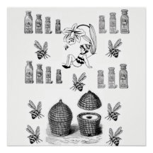 poster negro de abeja miel