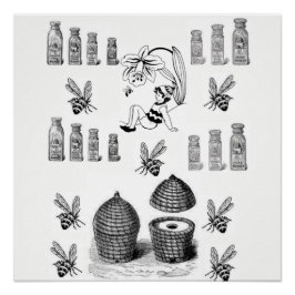 poster negro de abeja miel