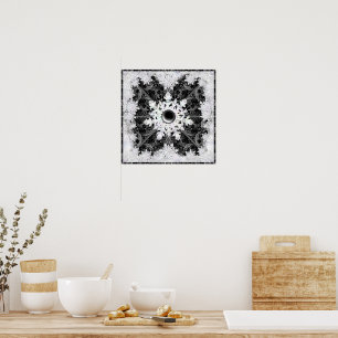 Póster Negro de encaje cerámico y copo de nieve