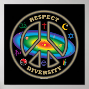 Póster negro de la diversidad del respecto