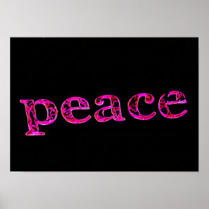 Póster negro de paz rosa