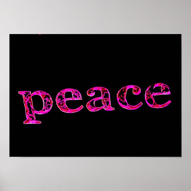 Póster negro de paz rosa (Frente)