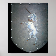 Negro de unicornio blanco de Escudo metalizado