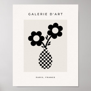 Póster Negro Floral Botánico Y Beige
