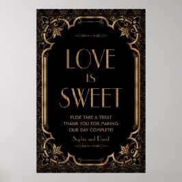 Póster Negro Gran Gatsby Art Deco El amor es dulce