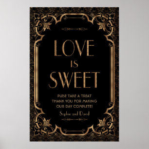 Póster Negro Gran Gatsby Art Deco El amor es dulce