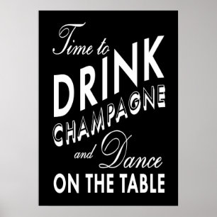 Póster negro Hora de Beber Champán