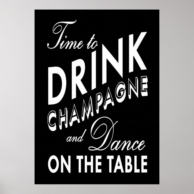 Póster negro Hora de Beber Champán (Frente)