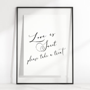Póster Negro Moderno Simple Script Boda El Amor Es Dulce