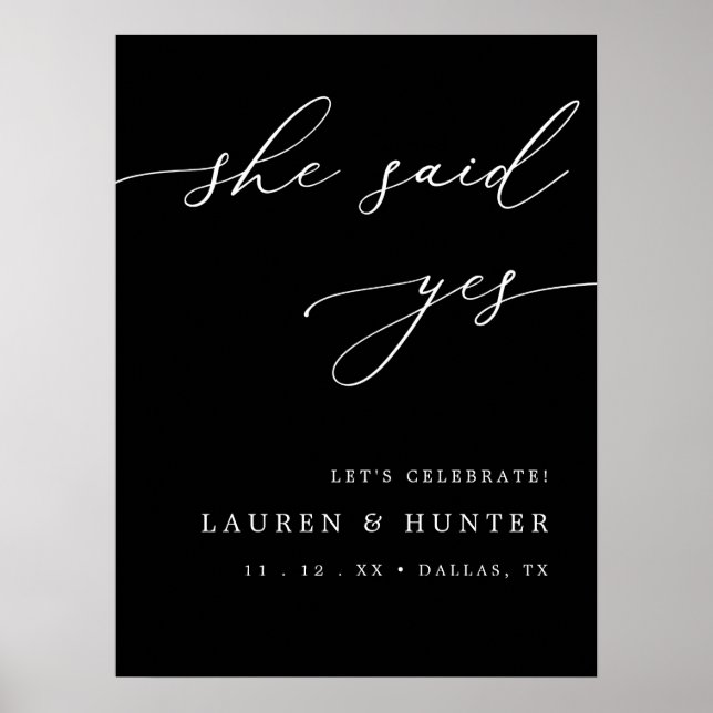 Póster Negro Oscuro Dijo Sí Fiesta De Participación Bienv (Frente)
