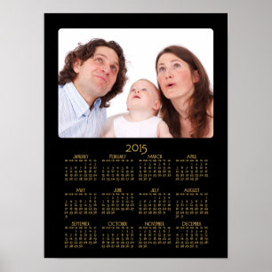 Póster negro personalizado calendario anual 2015