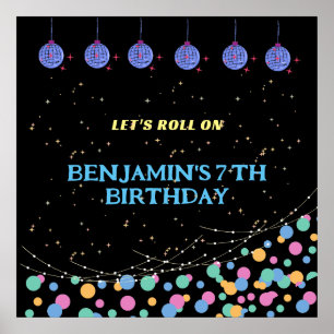 Póster Negro Personalizado de la fiesta de cumpleaños de 