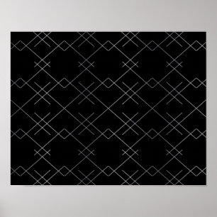 Póster Negro-plateado, fresco, elegante, simple patrón mo